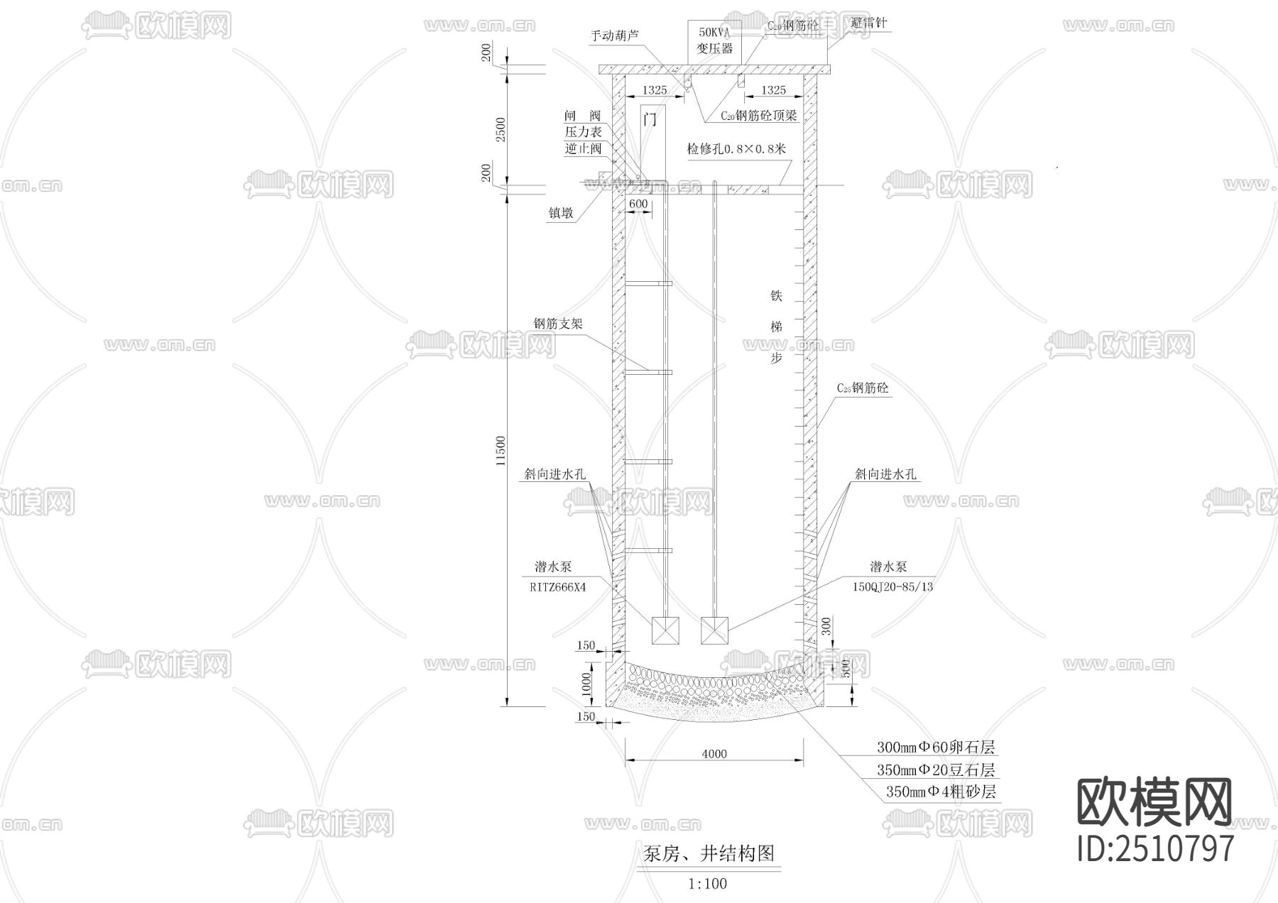 沉井CAD施工图下载（渲染图4）