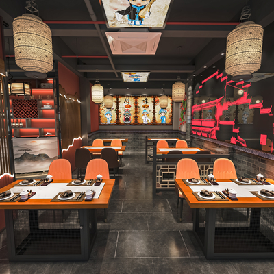  新中式火锅店su模型 