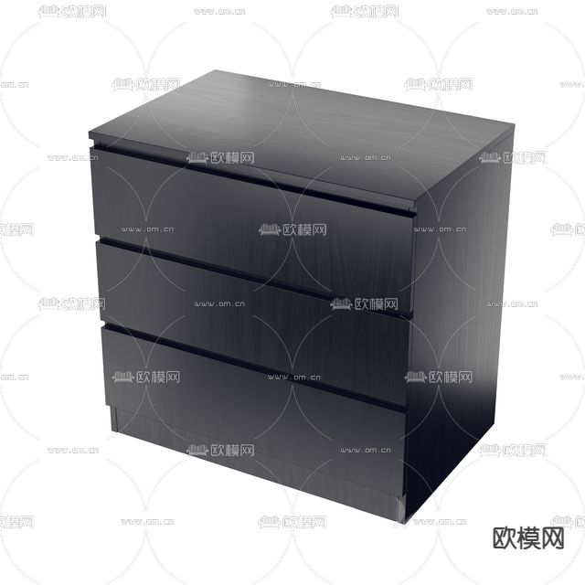 新中式极简实木斗柜免费3d模型下载