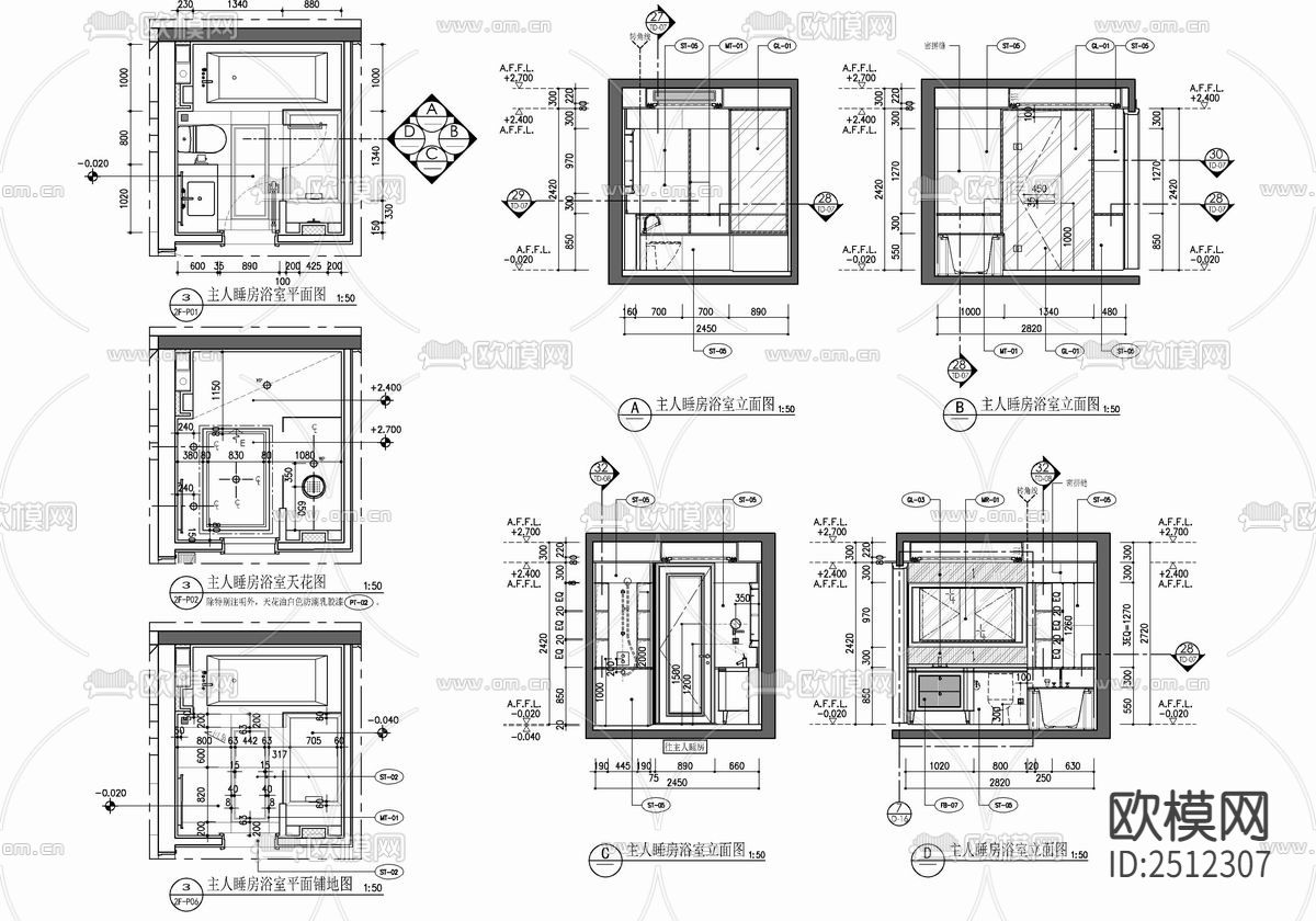 700㎡三层别墅室内cad施工图下载（渲染图9）