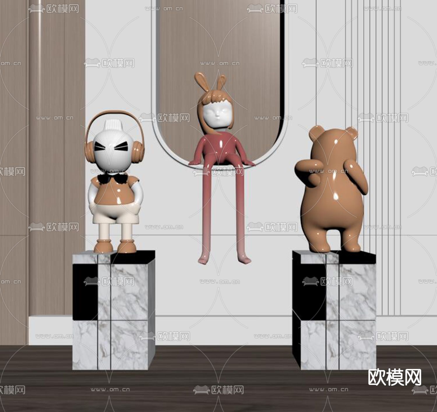 潮玩雕塑 摆件su模型下载（渲染图2）