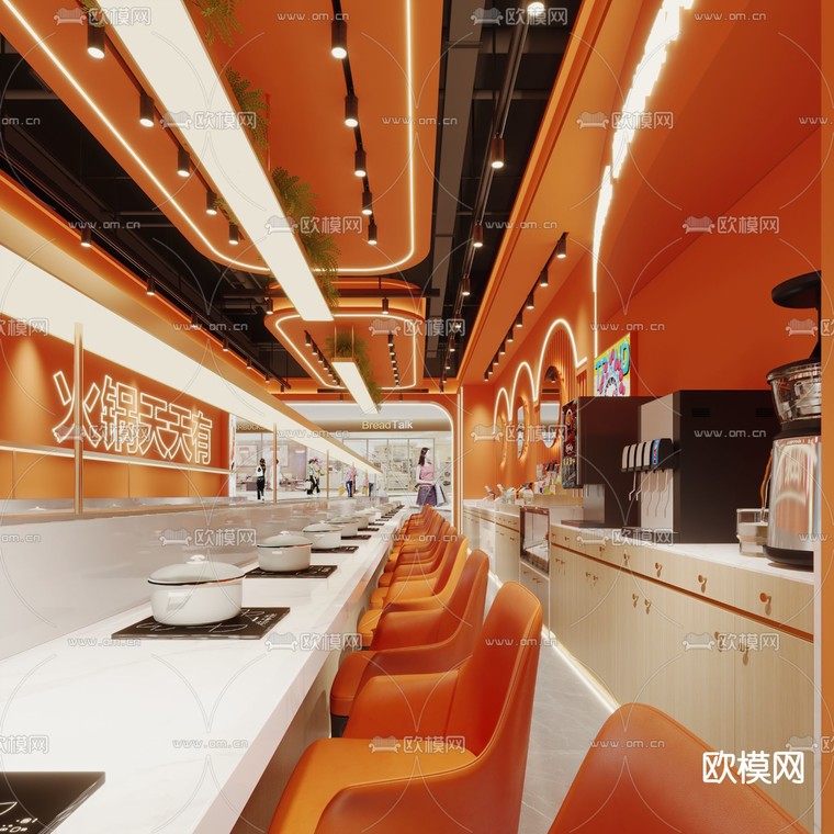 现代旋转火锅店3d模型下载_ID13018414_3dmax免费模型-欧模网
