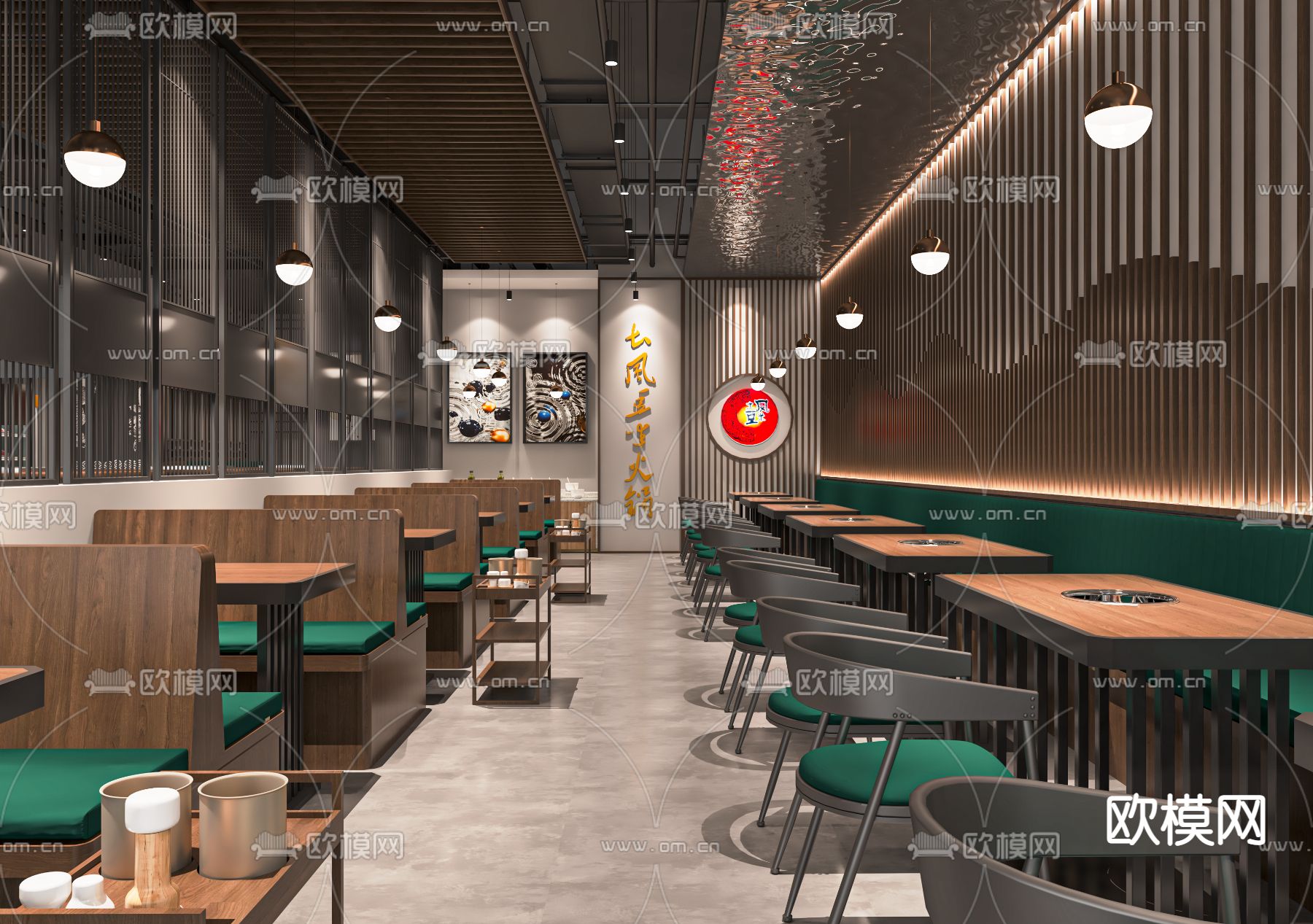 民国风火锅店su模型下载（渲染图2）