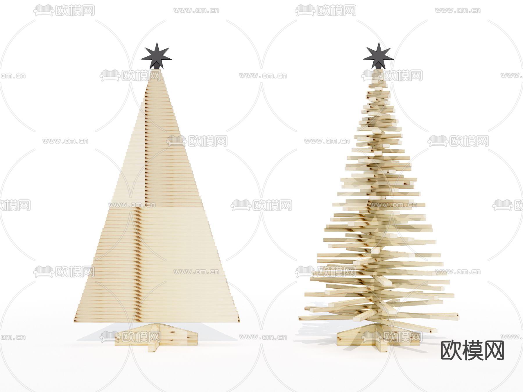 现代积木圣诞树玩具su模型下载（渲染图1）