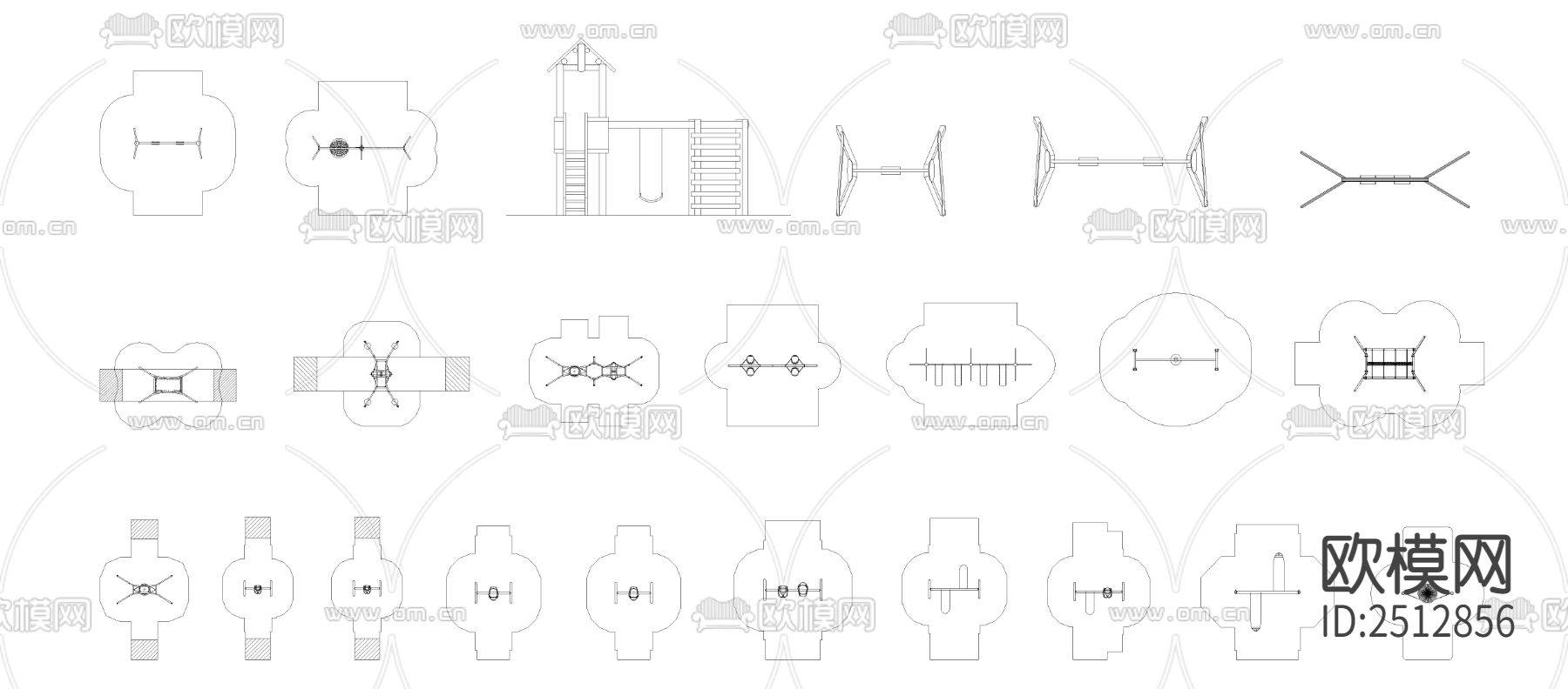 户外秋千cad图库下载（渲染图1）