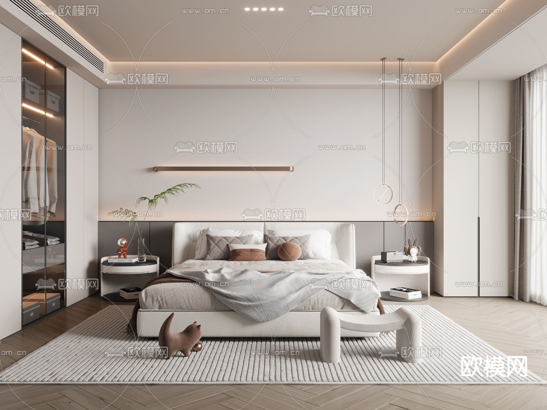 现代卧室 主卧3d模型下载
