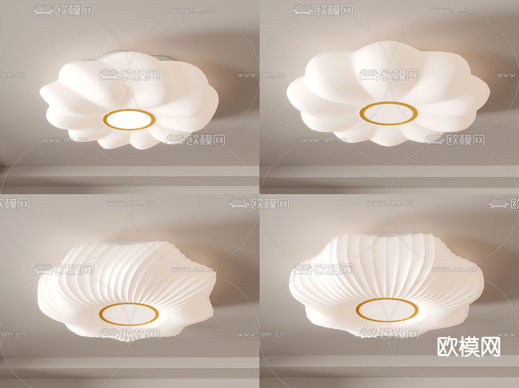 花瓣吸顶灯 卧室灯3d模型下载（渲染图1）