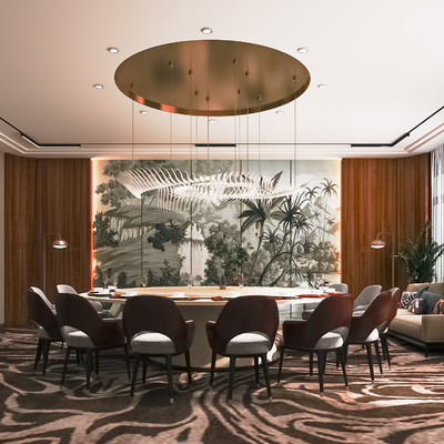  现代餐厅包房su模型 