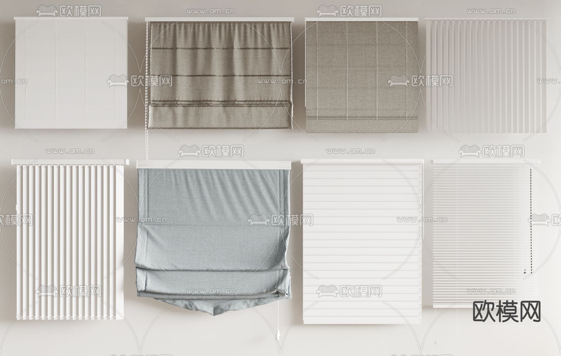 现代百叶窗 罗马帘su模型下载（渲染图1）
