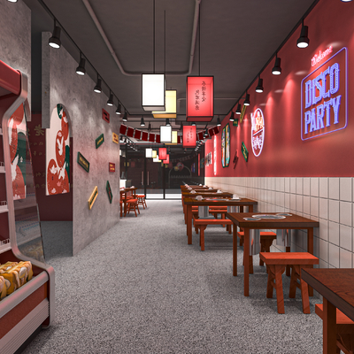  新中式国潮火锅店su模型 