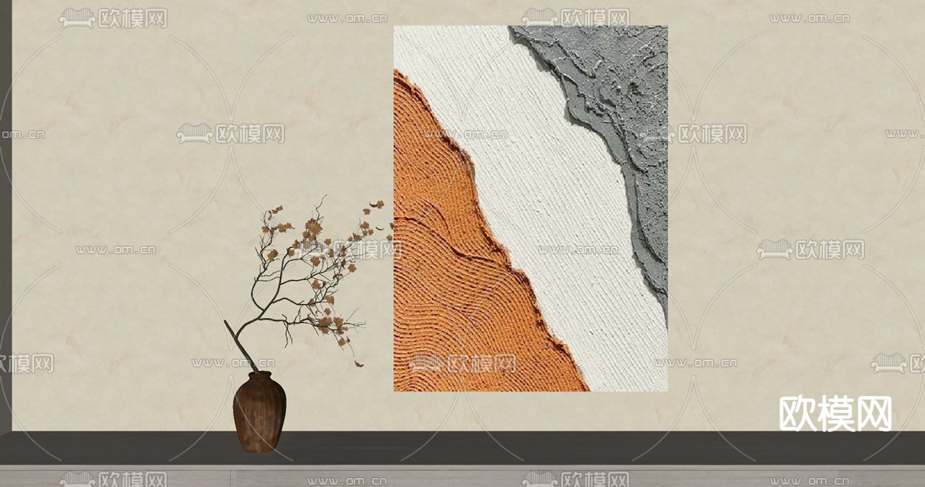 侘寂装饰画 抽象画su模型下载