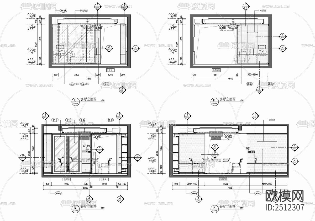 700㎡三层别墅室内cad施工图下载（渲染图7）