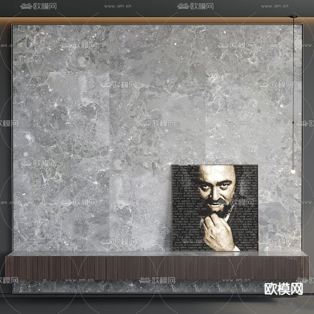现代轻奢实木大理石电视背景墙免费3d模型下载