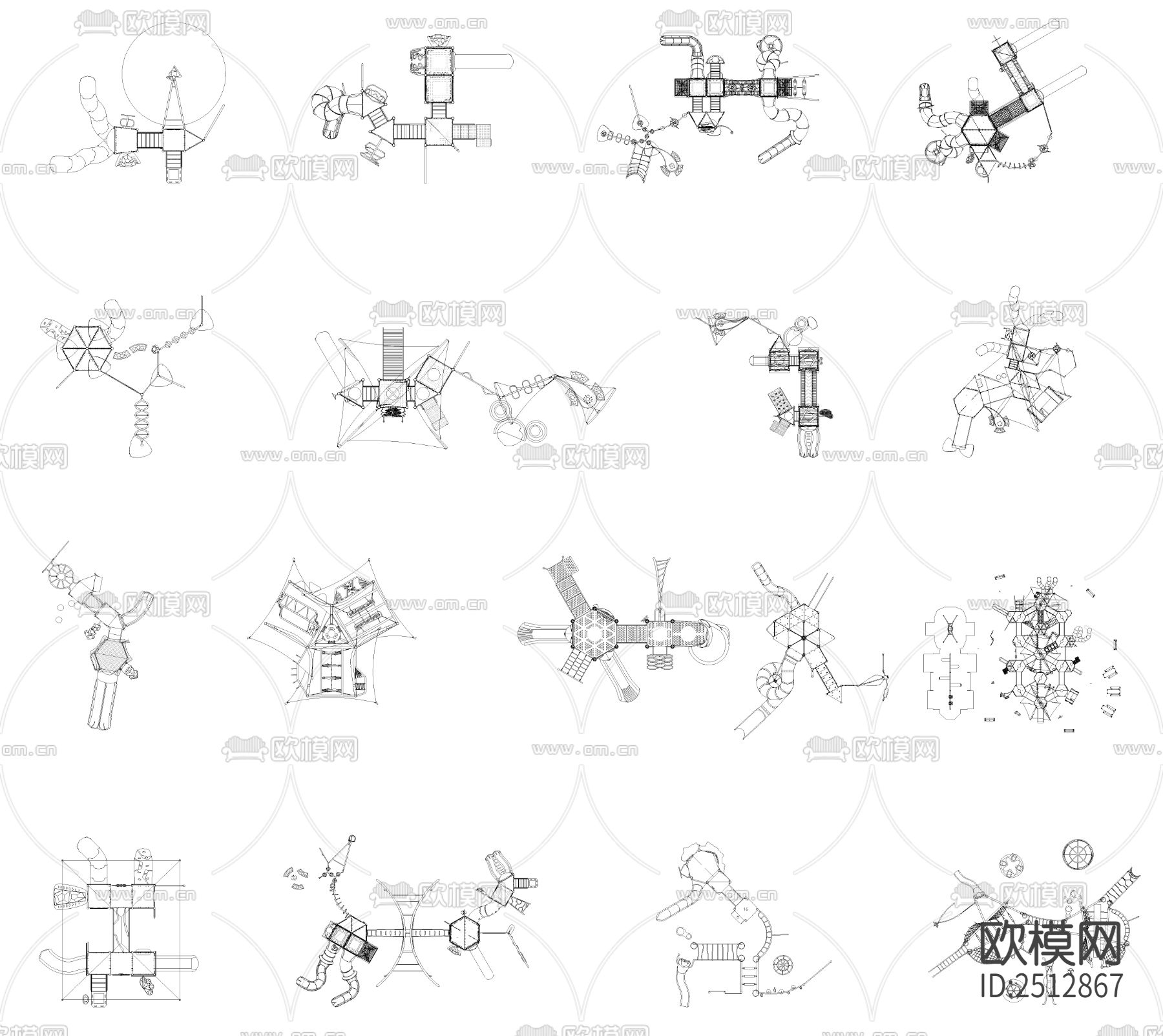 户外滑梯cad图库下载（渲染图5）