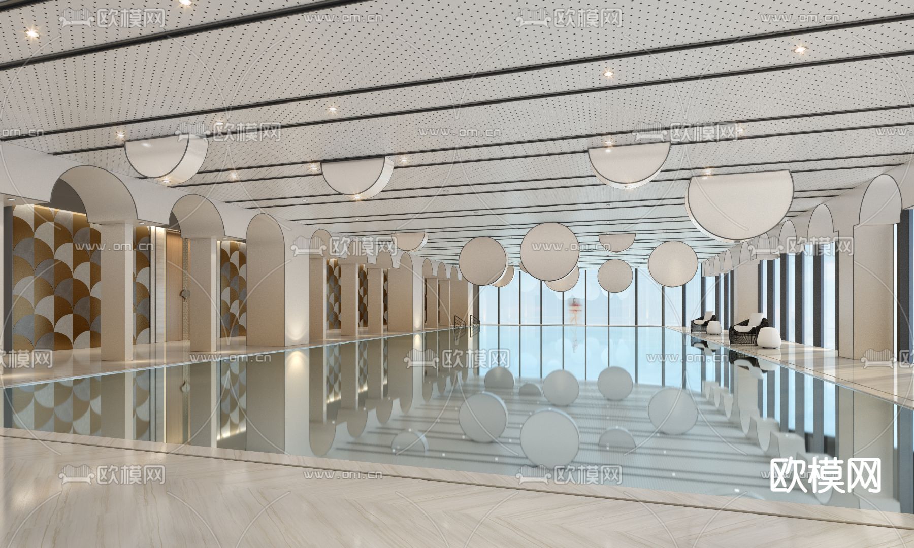 现代游泳池 游泳馆3d模型下载