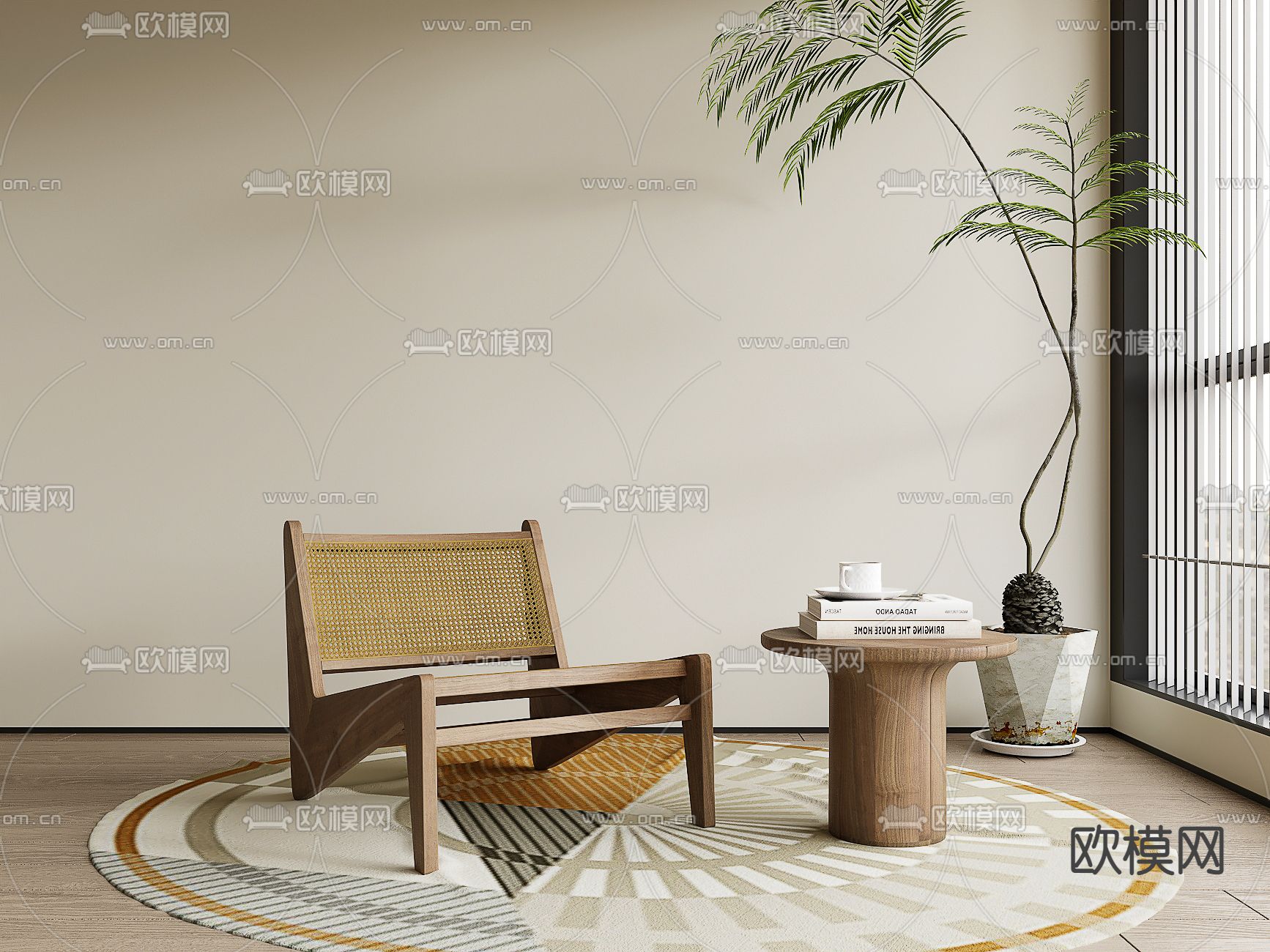侘寂风休闲椅子3d模型下载_ID13018568_3dmax免费模型-欧模网