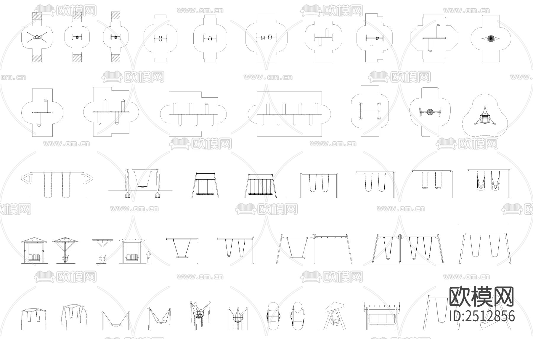 户外秋千cad图库下载（渲染图5）