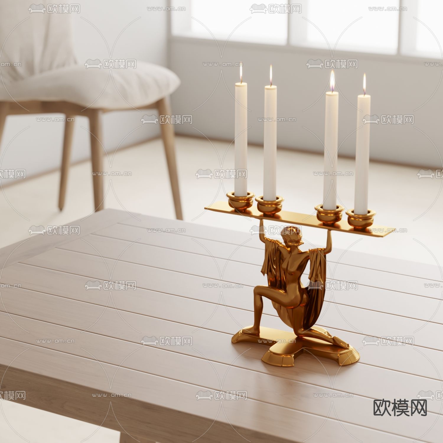 Meridiani 轻奢风蜡烛摆件 烛台3d模型下载