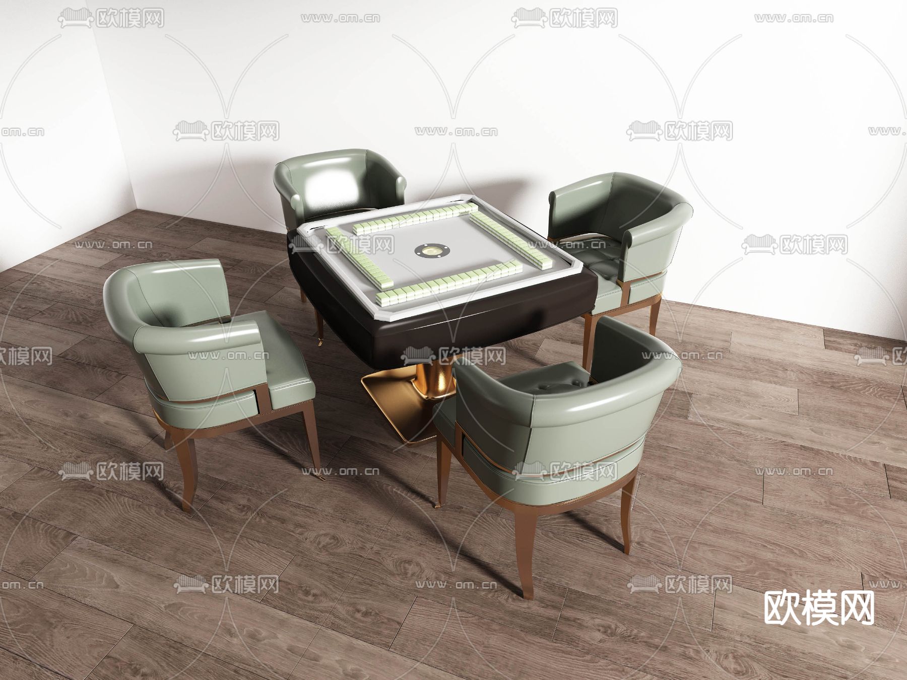 现代麻将桌椅 娱乐桌椅3d模型下载