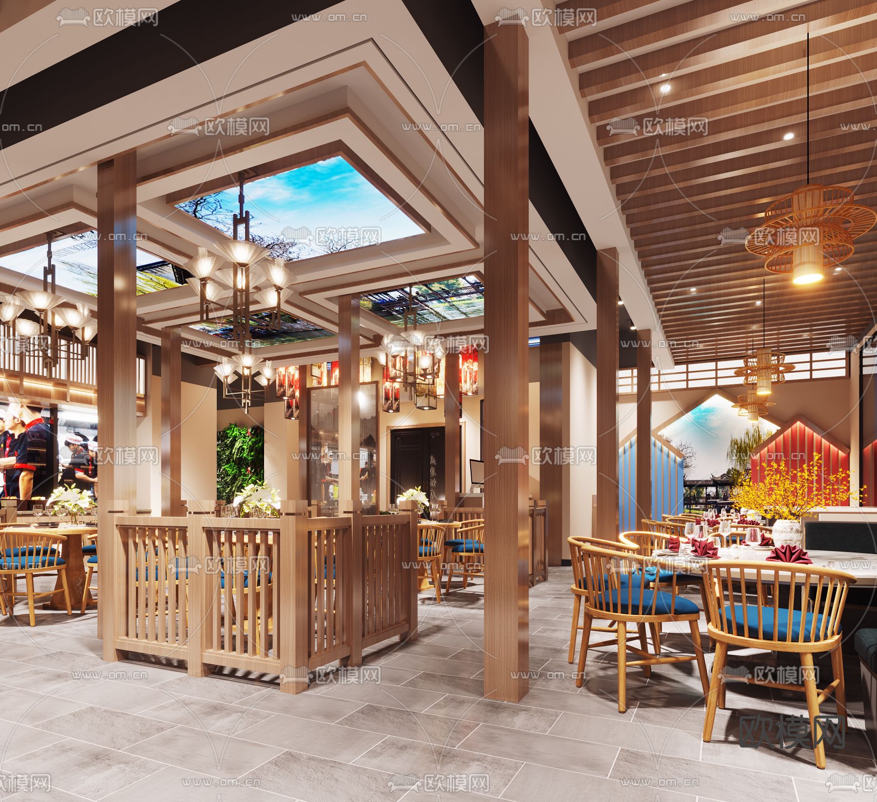 中餐厅3d模型下载（渲染图2）