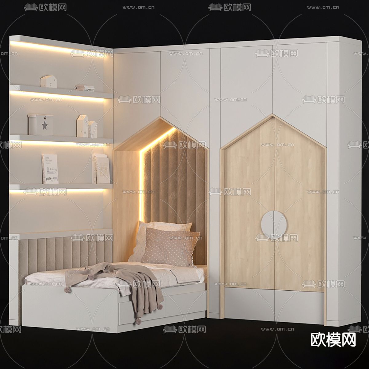 现代儿童衣柜 儿童床3d模型下载