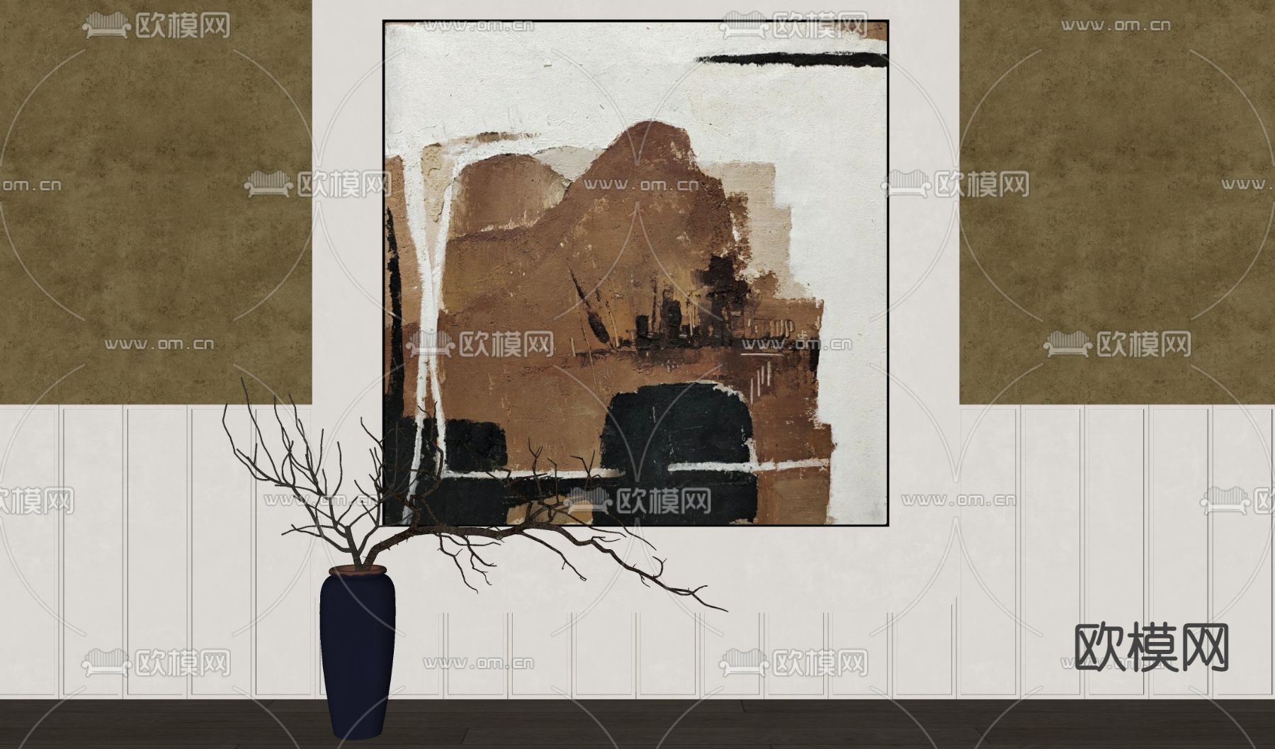 侘寂风装饰画su模型