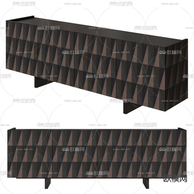 现代轻奢创意边柜免费3d模型下载