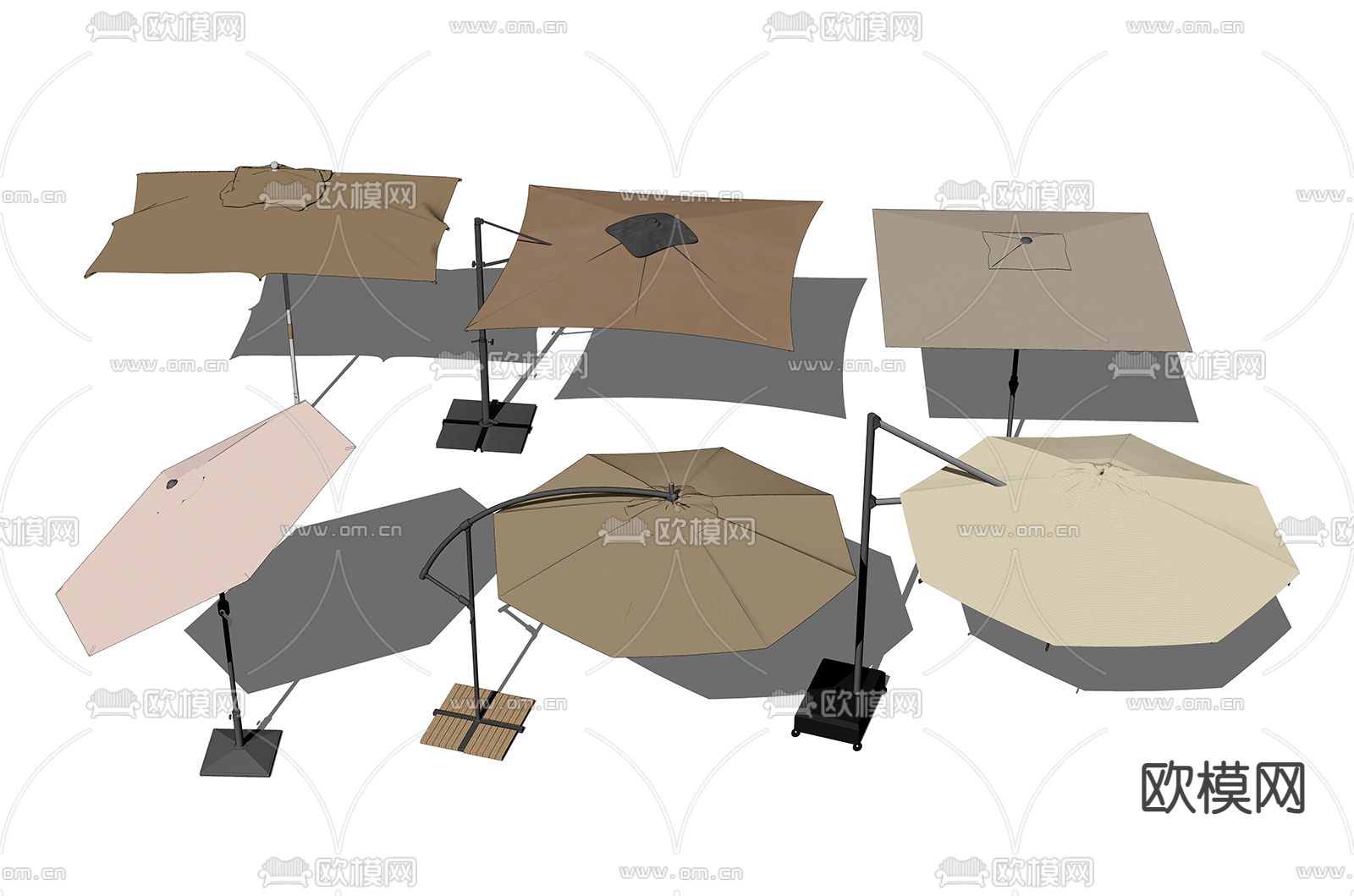 现代户外遮阳伞太阳伞su模型下载（渲染图2）
