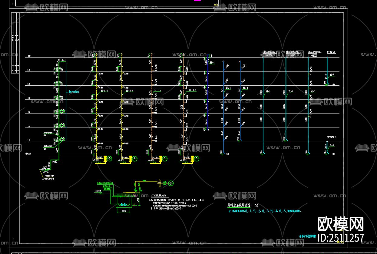 27号给排水设计CAD施工图下载（渲染图3）