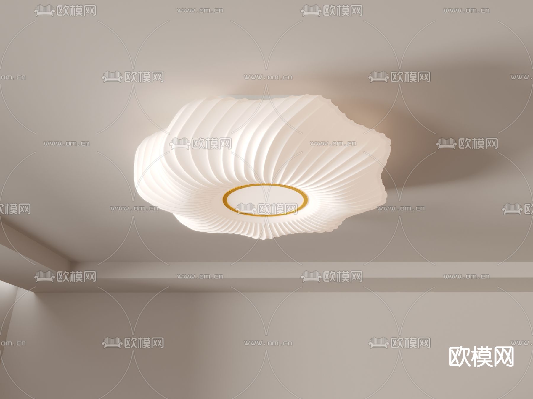 花瓣吸顶灯 卧室灯3d模型下载（渲染图5）