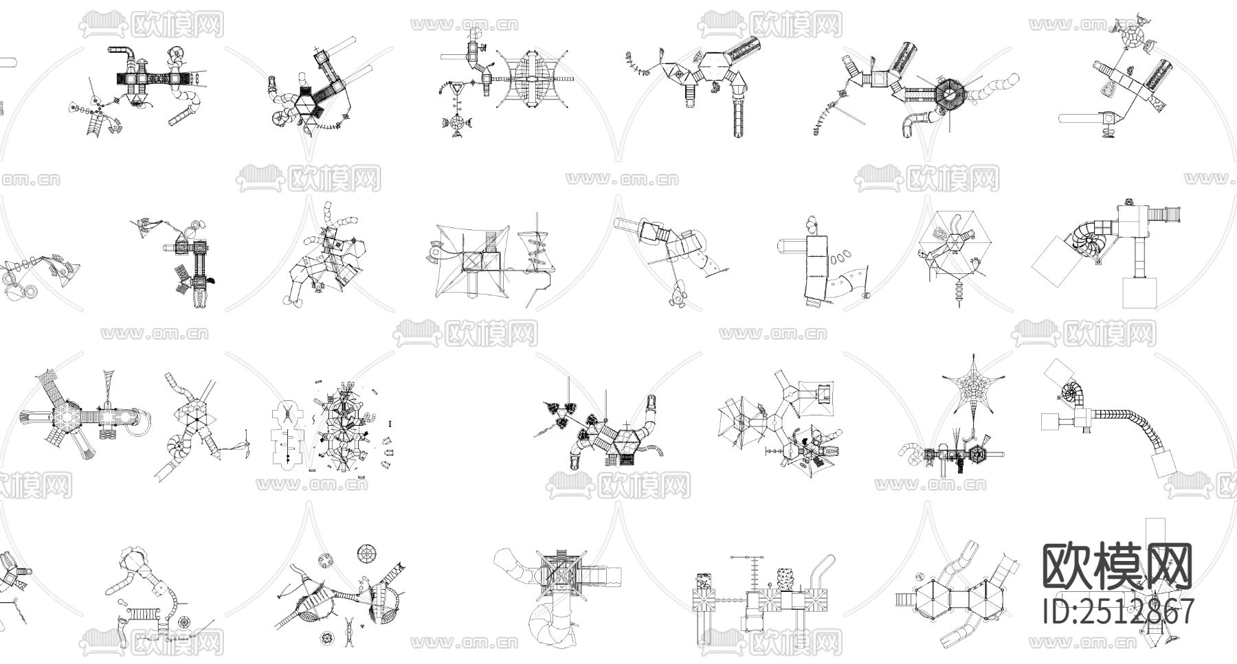 户外滑梯cad图库下载（渲染图1）