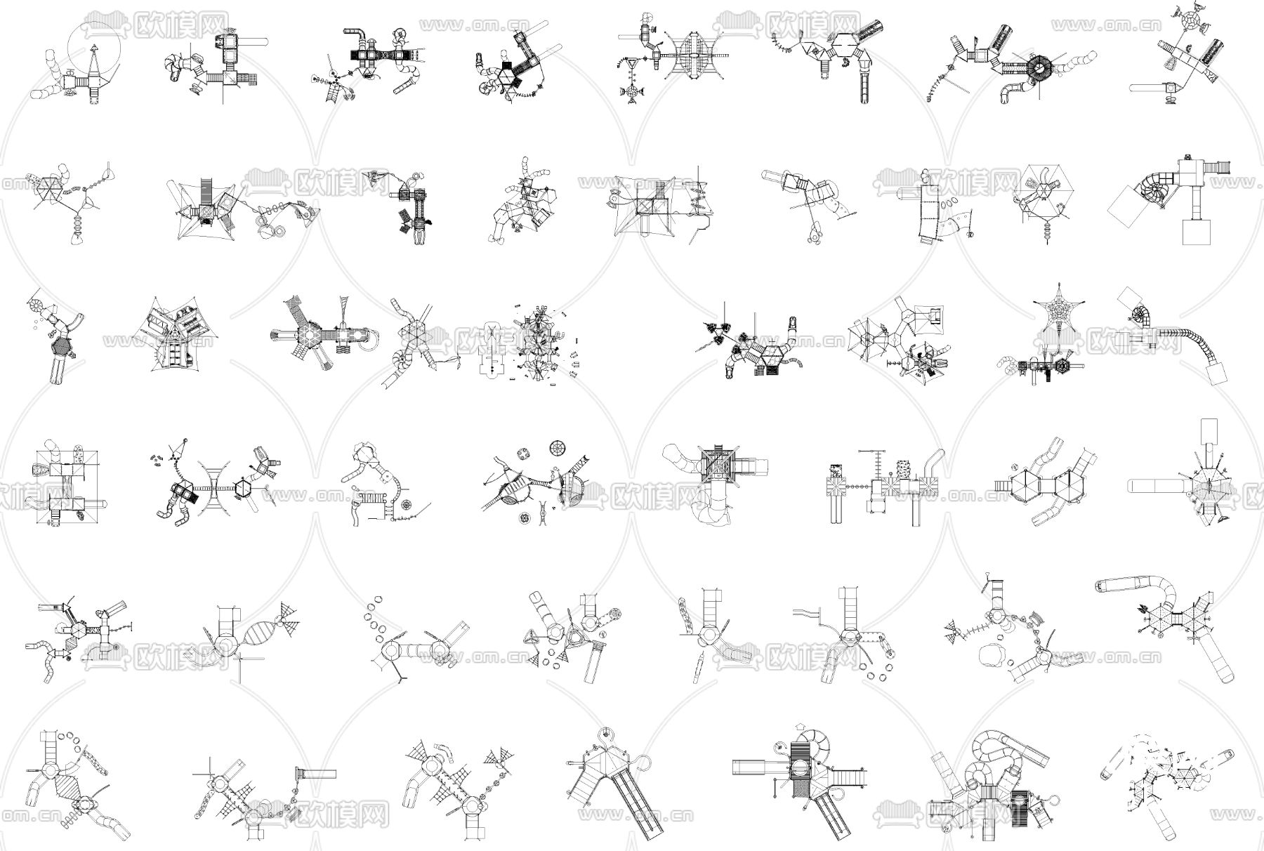 户外滑梯cad图库下载（渲染图2）