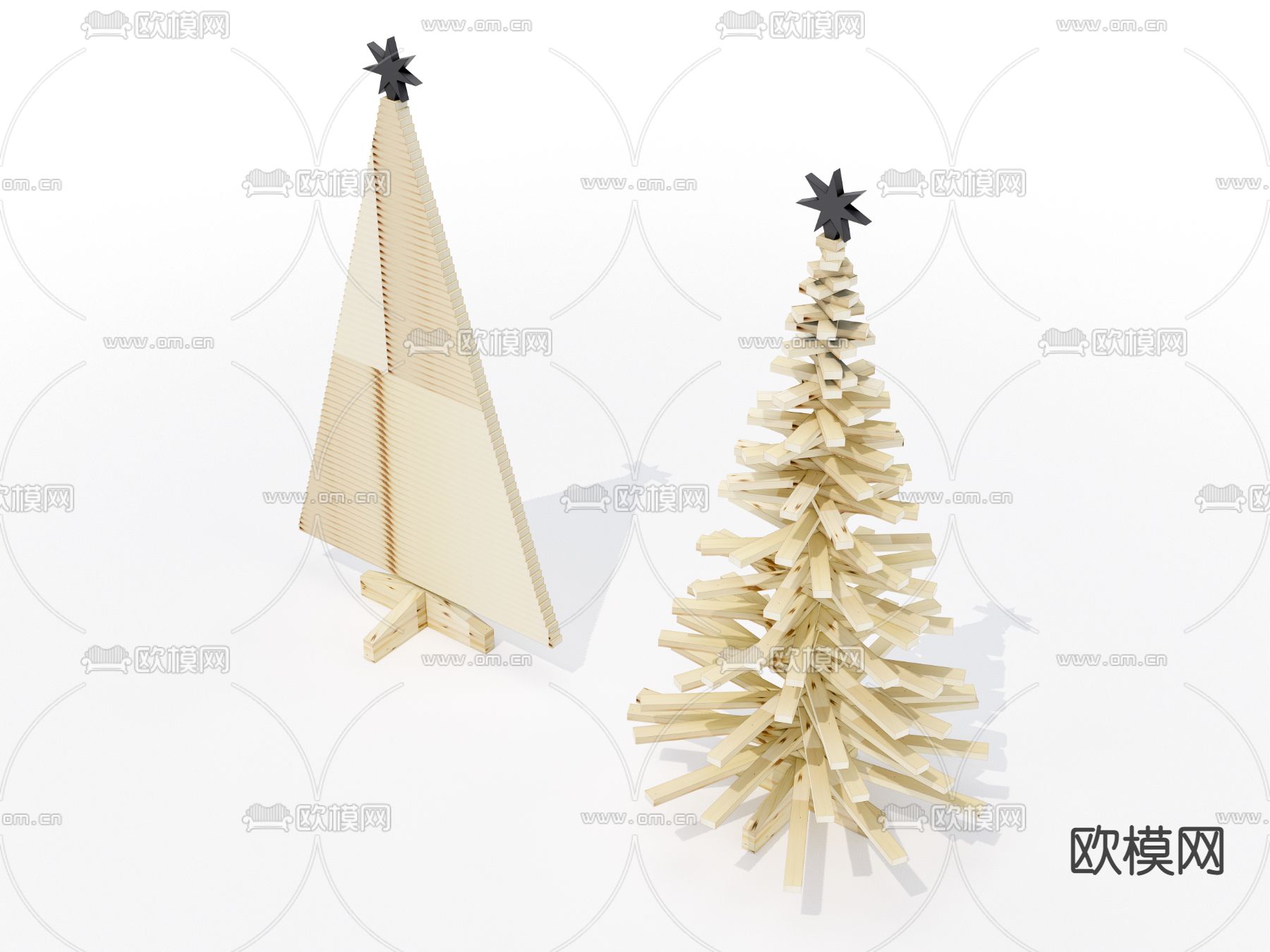 现代积木圣诞树玩具su模型下载（渲染图2）