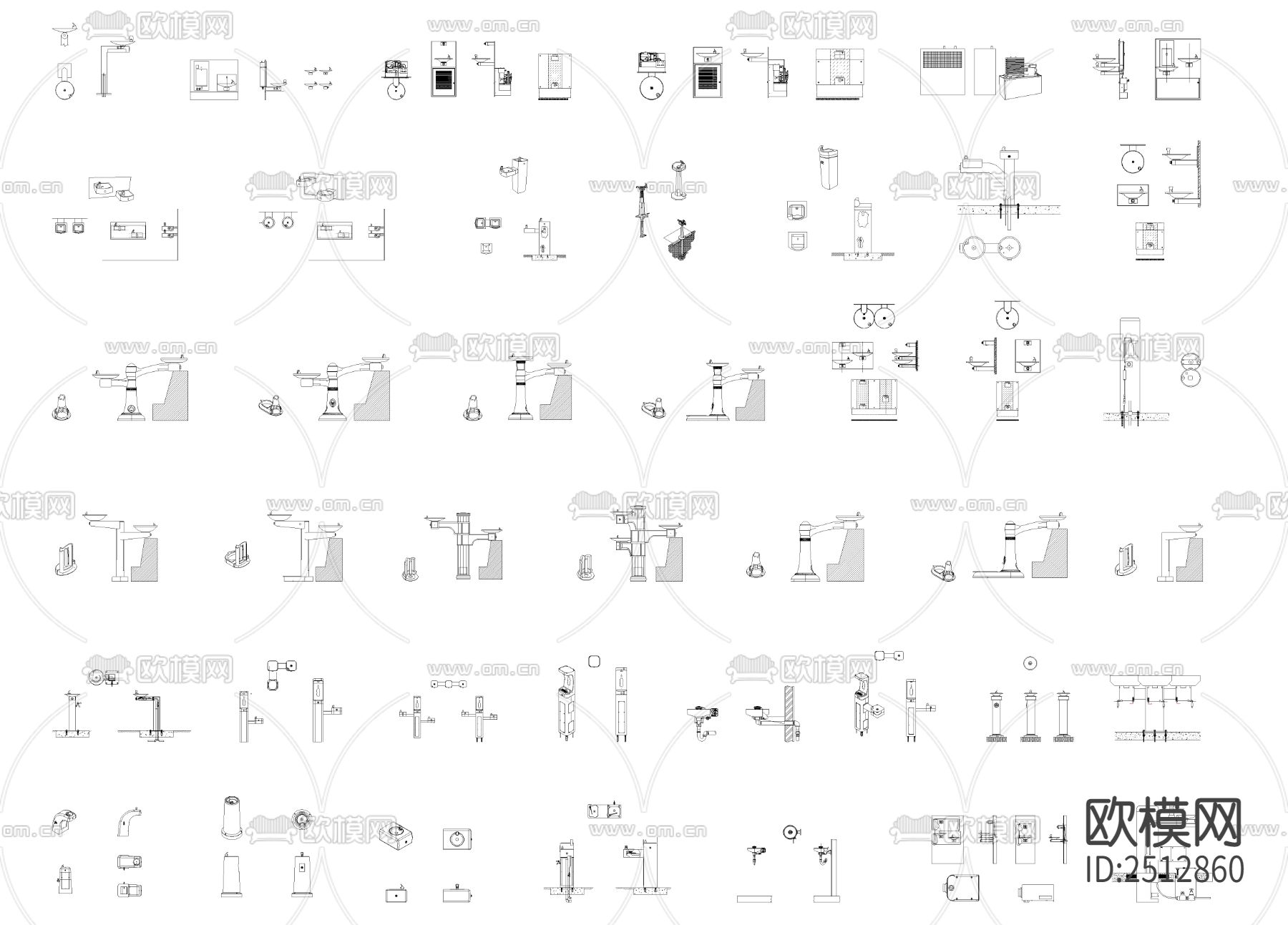 水龙头台盆cad图库下载（渲染图3）