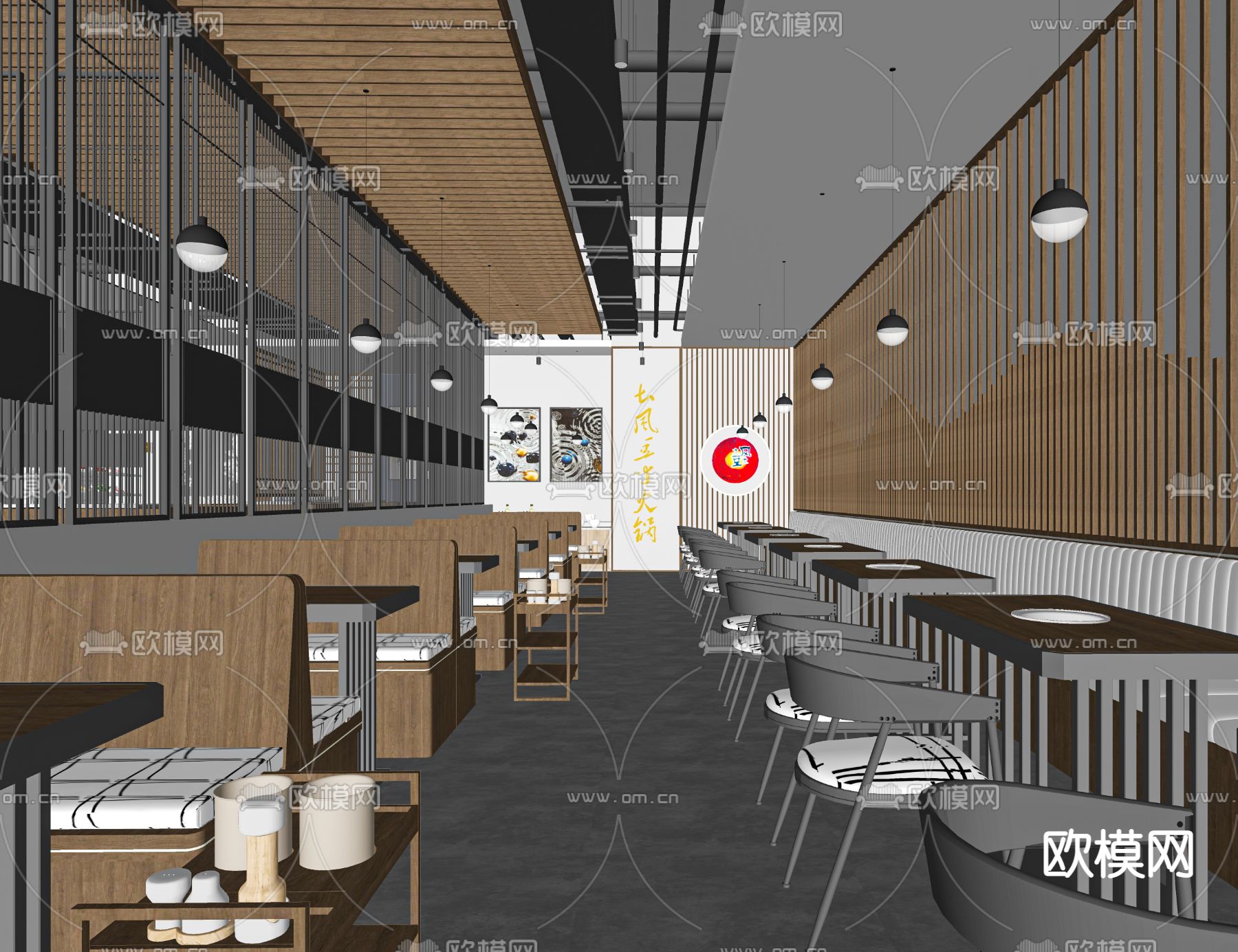 民国风火锅店su模型下载（渲染图4）