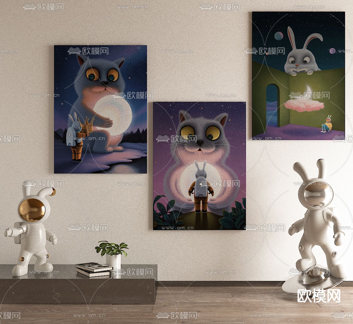 北欧装饰画 挂画su模型下载（渲染图1）