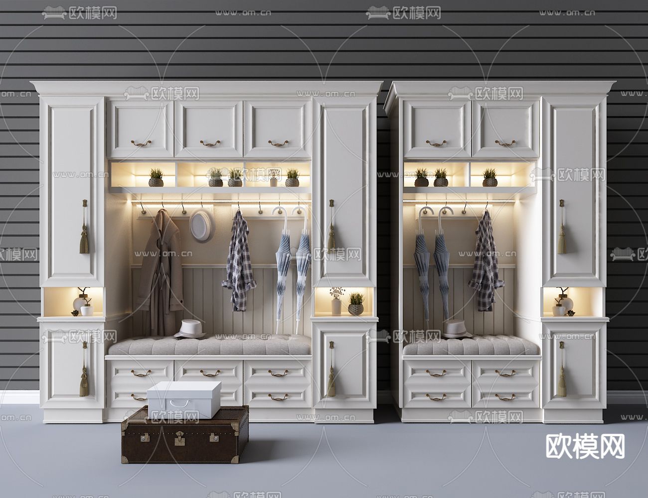 简欧玄关鞋柜3d模型下载