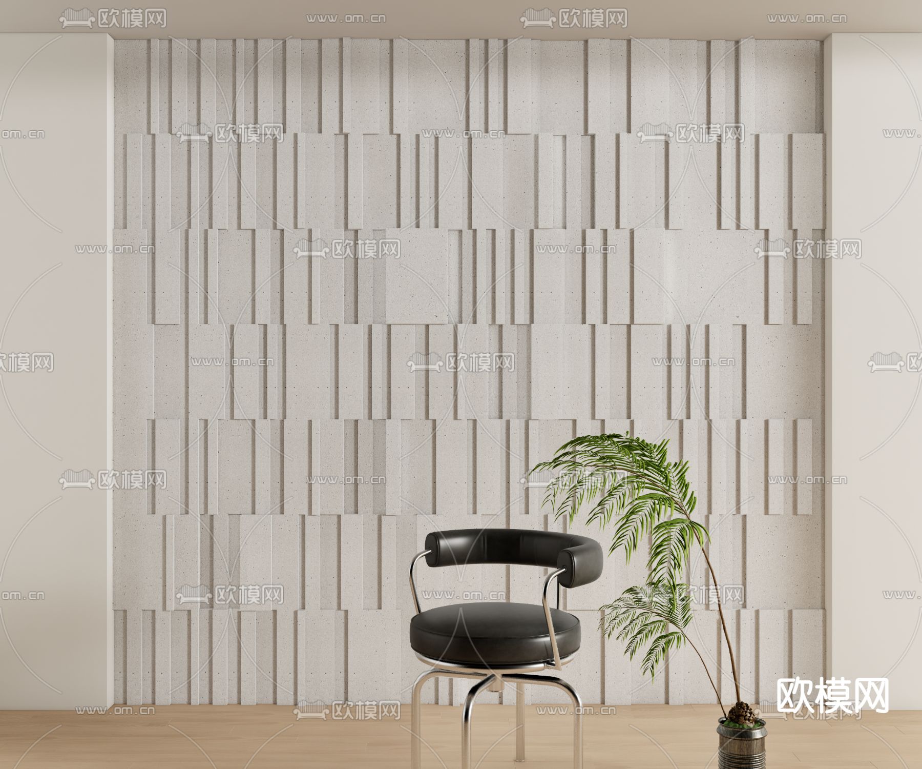 现代装饰背景墙su模型下载（渲染图1）