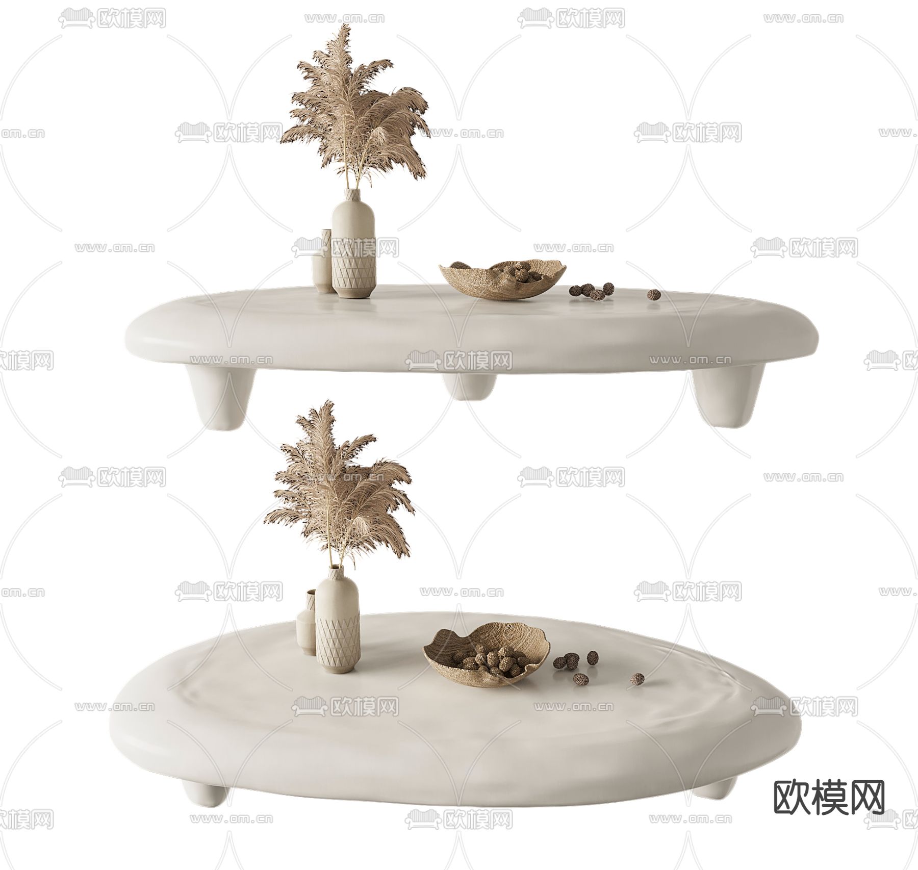 侘寂茶几su模型下载（渲染图1）