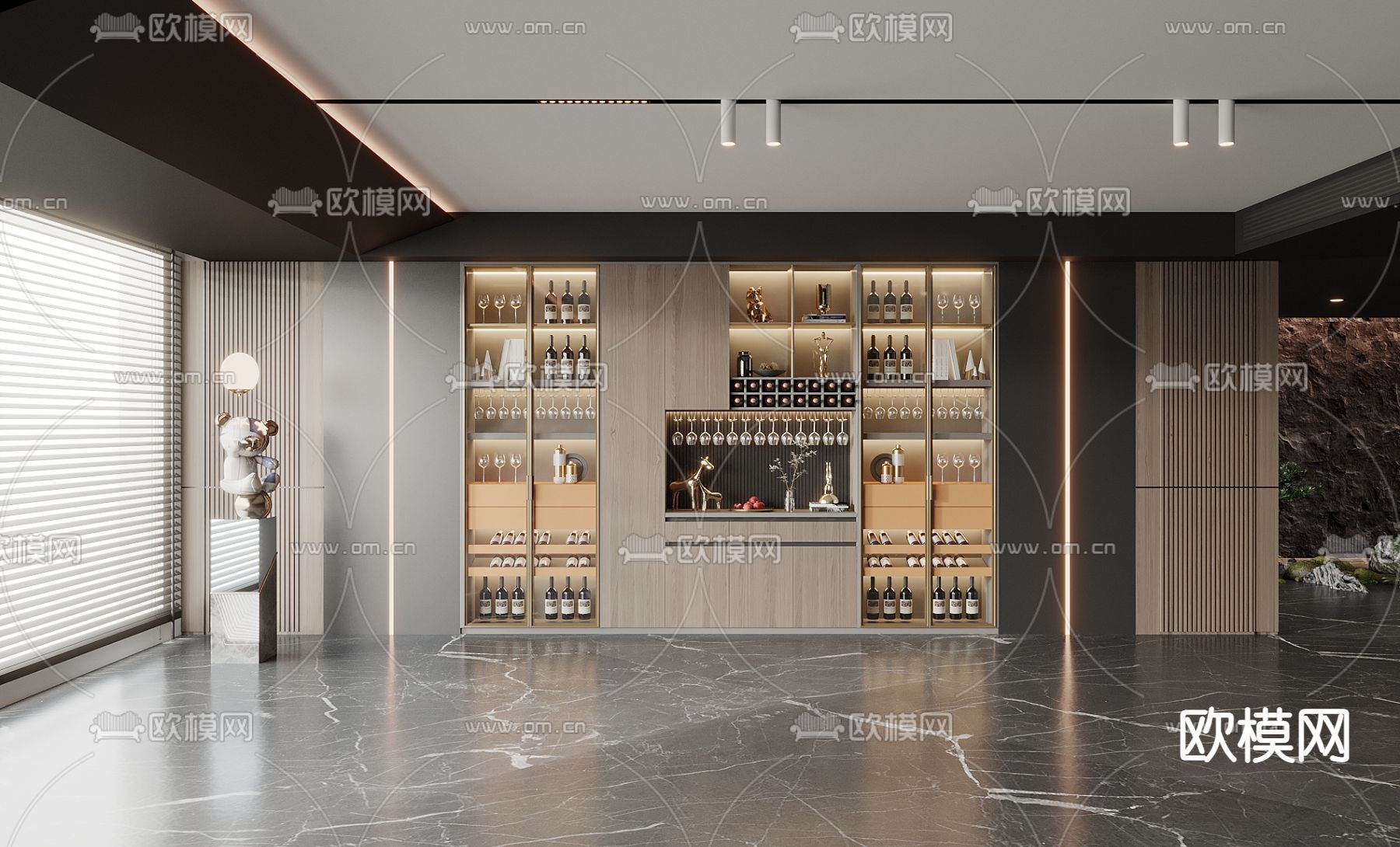 现代酒柜3d模型下载