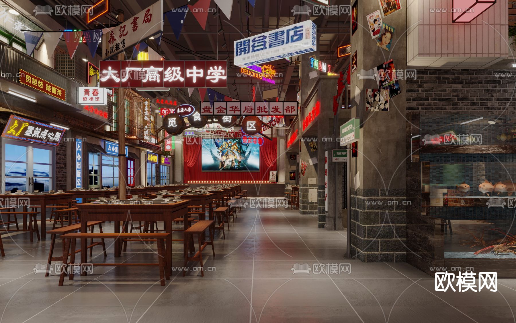 民国风 港式 烧烤店3d模型下载（渲染图6）
