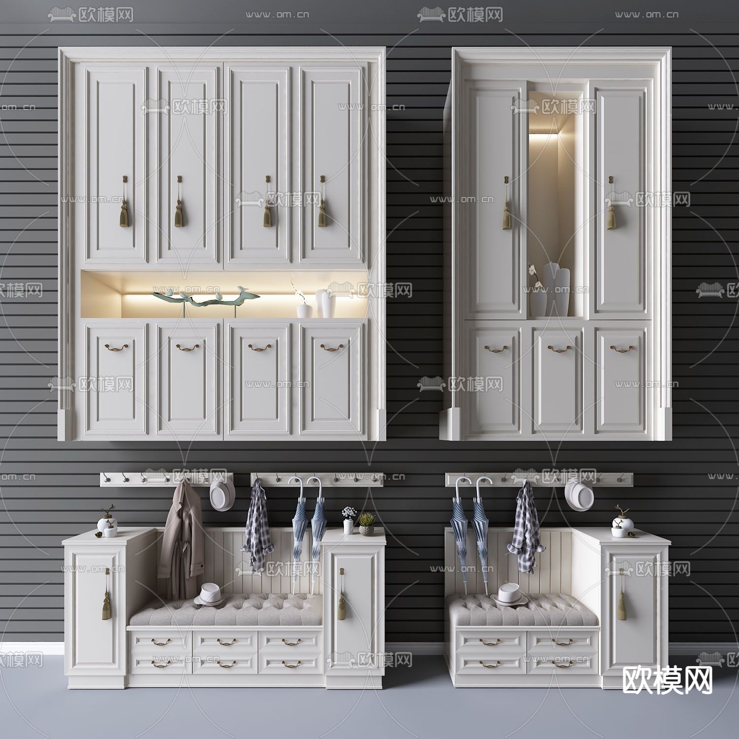 简欧玄关鞋柜3d模型下载