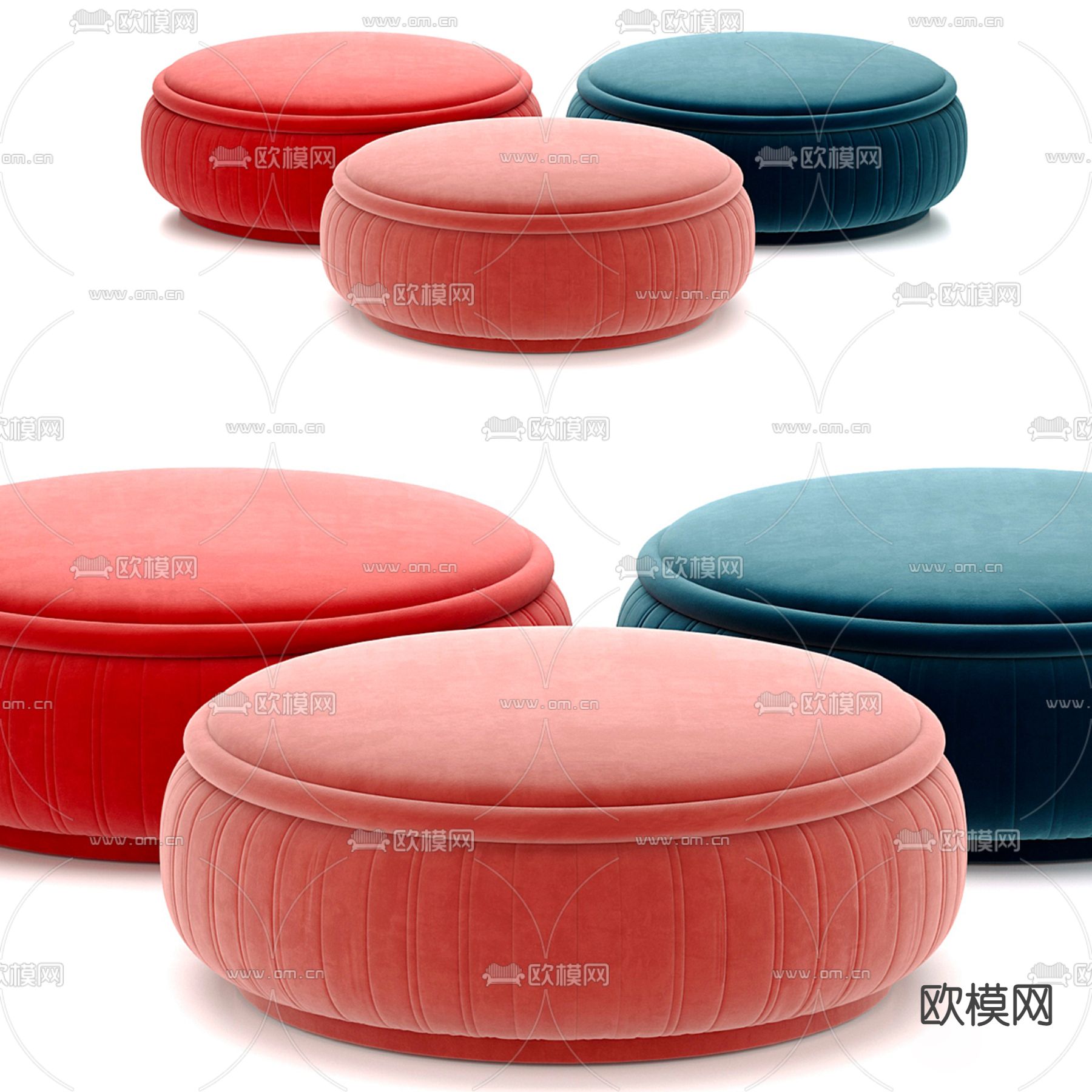 B&B Italia 圆形凳子 矮凳 3d模型下载（渲染图1）