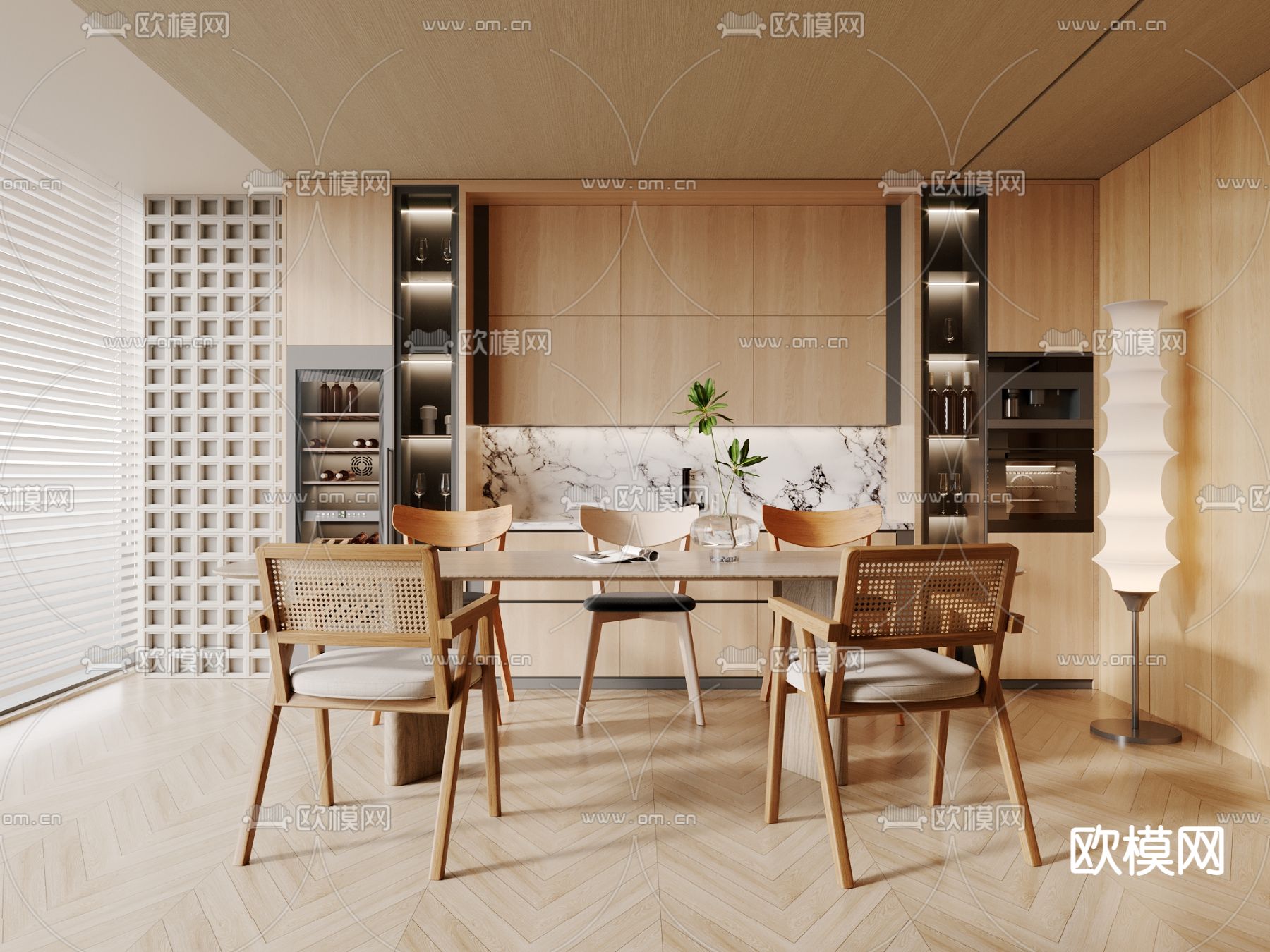 现代餐厅3d模型下载