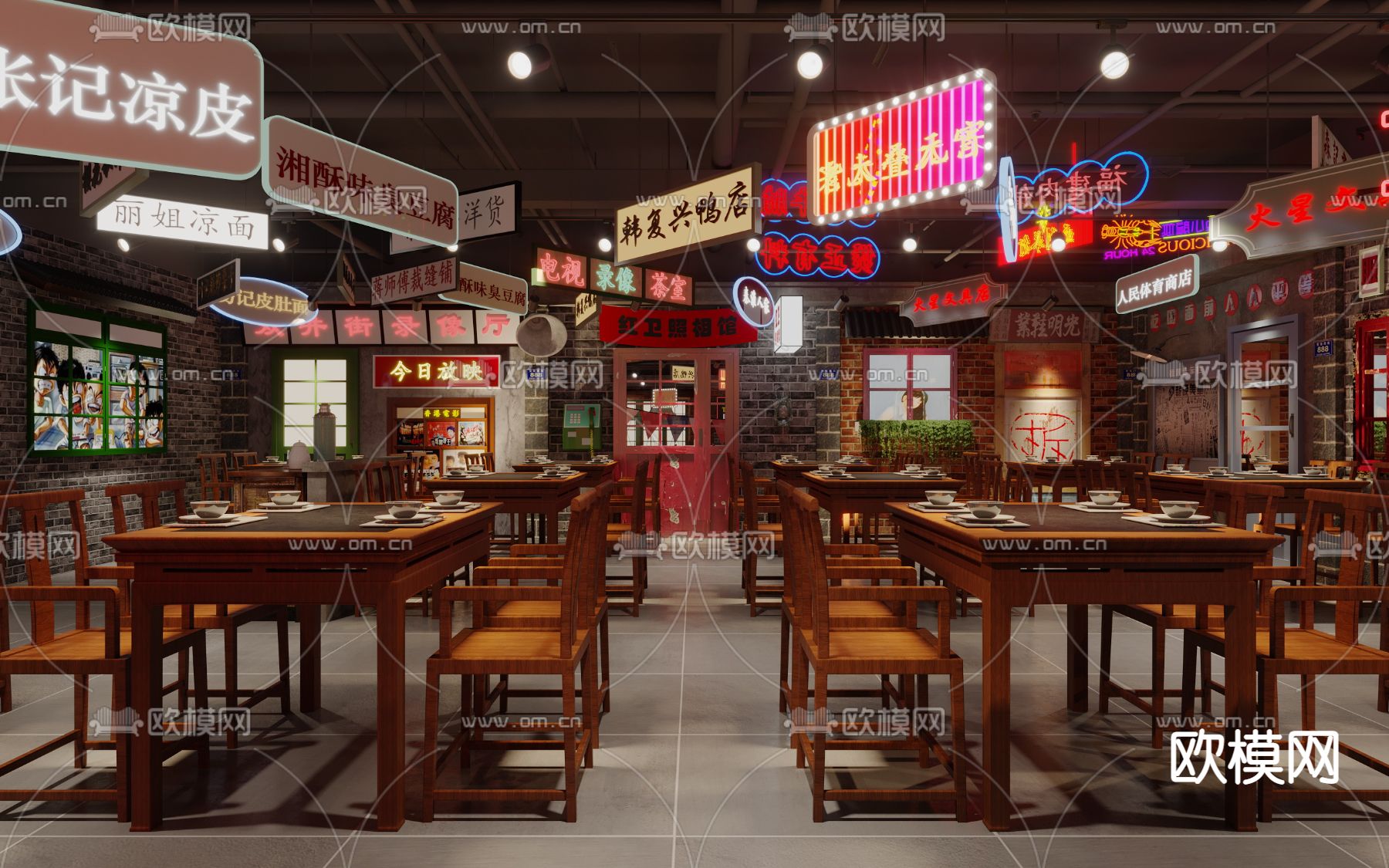 民国风 港式 烧烤店3d模型下载（渲染图5）