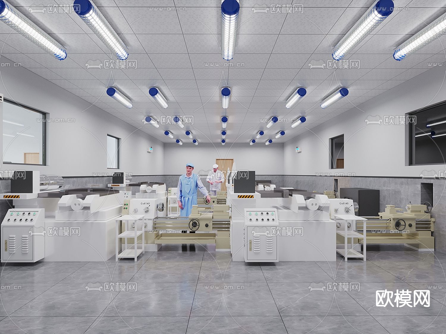 现代工厂灌装车间su模型下载（渲染图1）