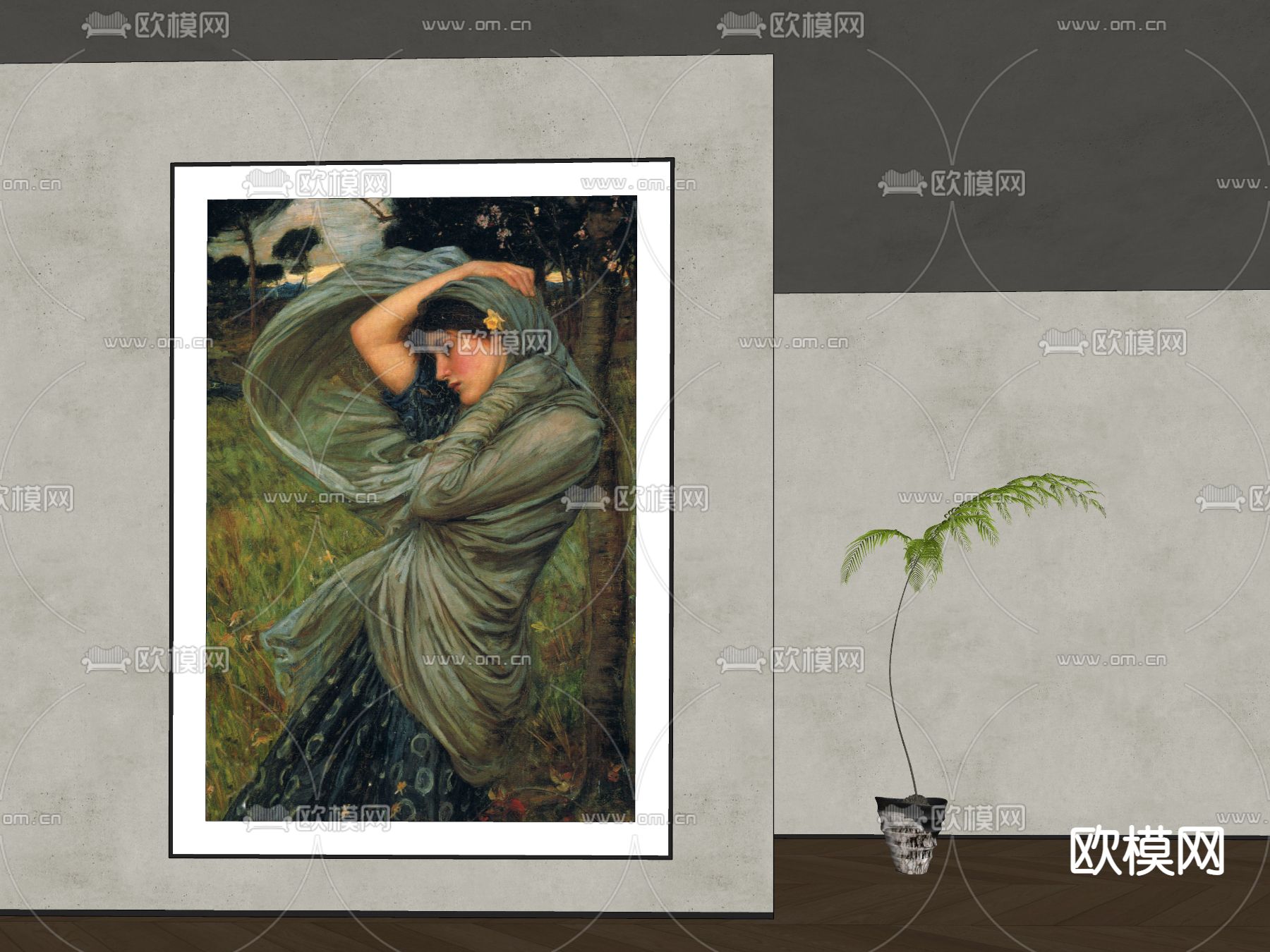 欧式古典装饰挂画su模型下载（渲染图2）