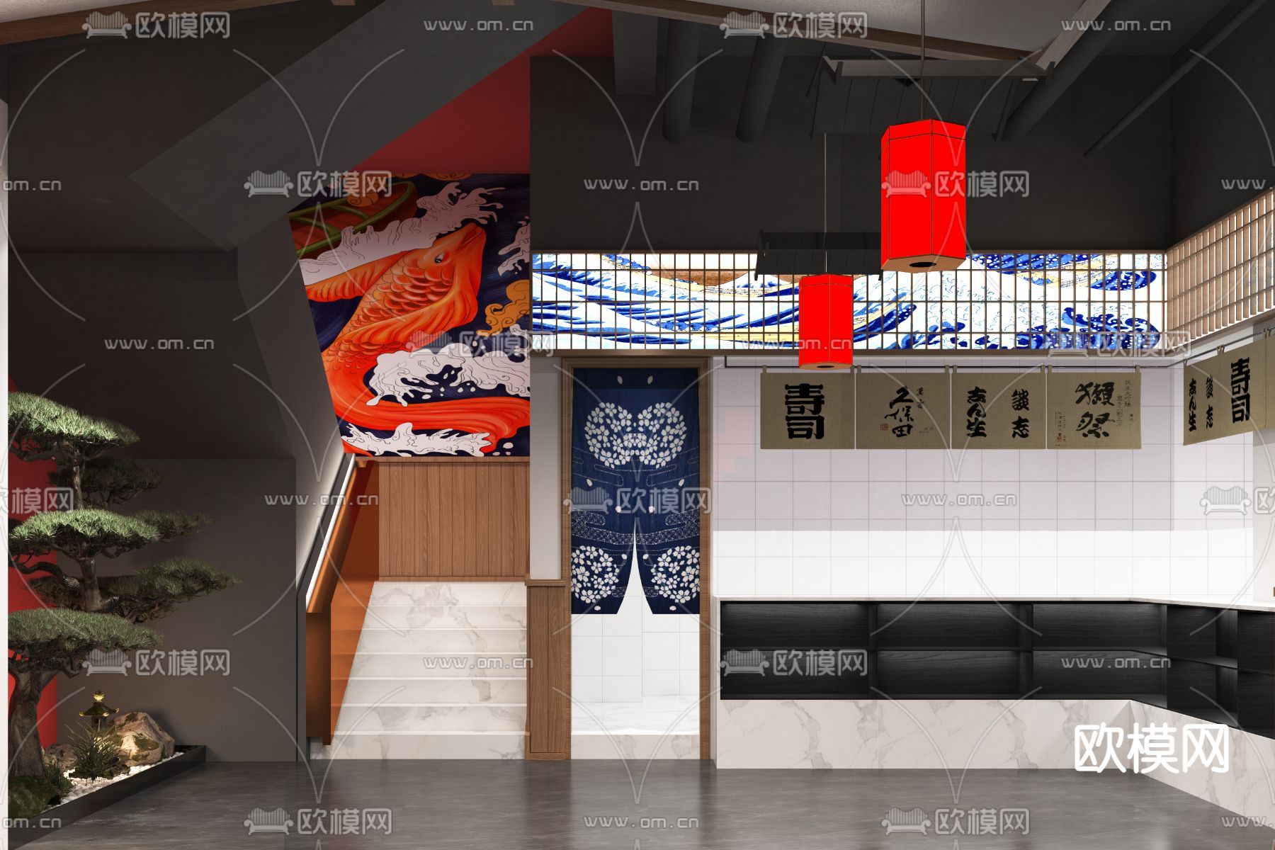 日式烤肉店 日式料理店3d模型下载（渲染图4）