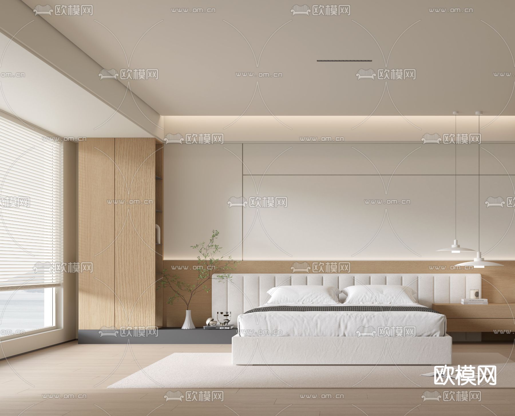 日式卧室 主人房 主卧3d模型下载（渲染图3）