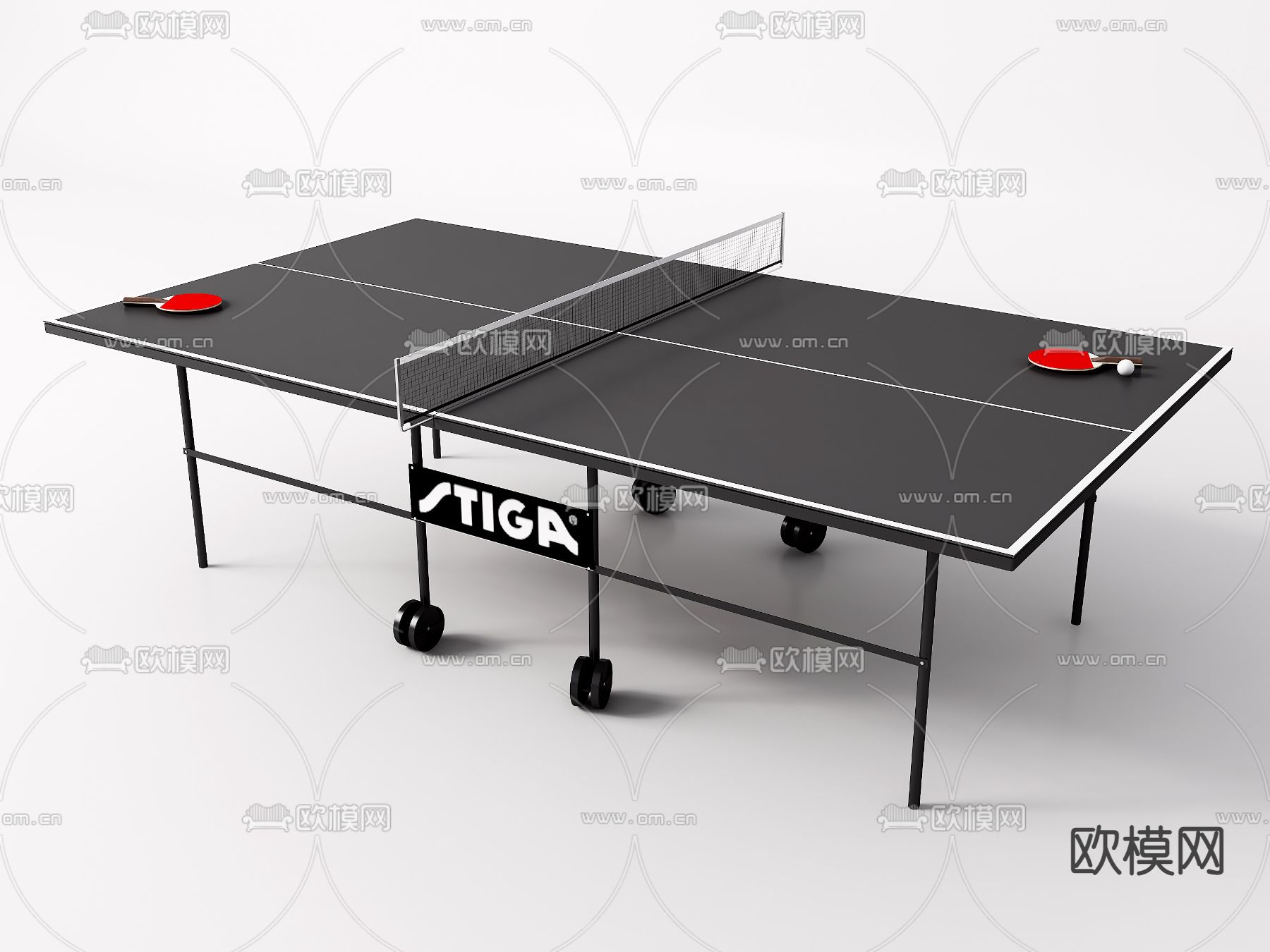 现代乒乓球台 乒乓球桌3d模型下载